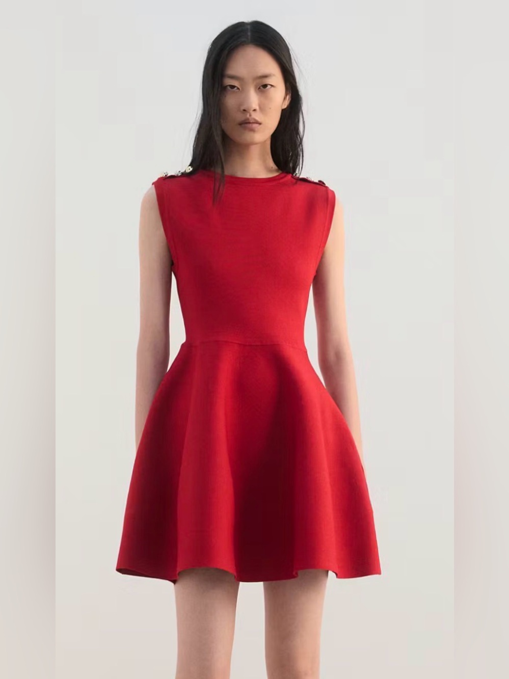 Peplum knit dress with buttons
